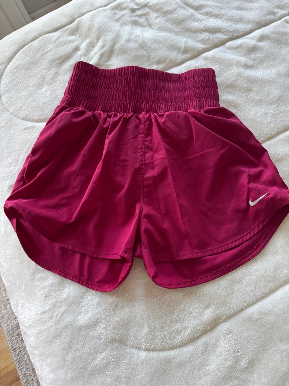 Nike Women’s Magenta Athletic Shorts with Smocked Waistband
